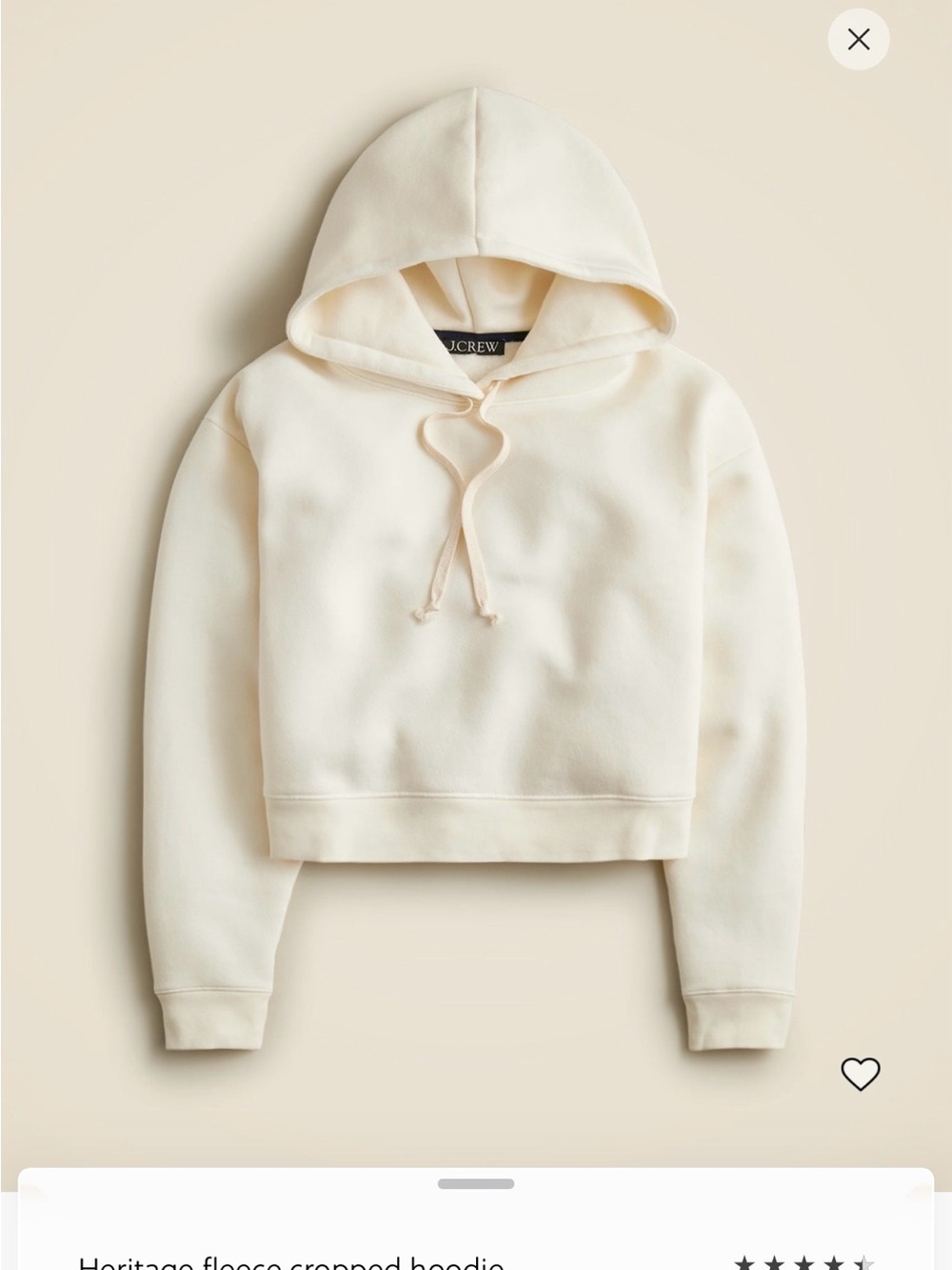 J. Crew Heritage fleece cropped Hoodie